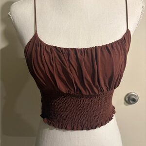 La Hearts Chocolate Brown Ruched Tank Top
